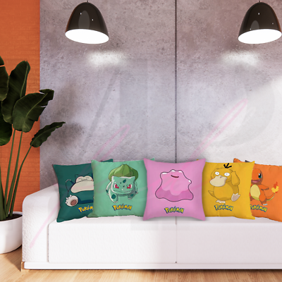 Pokemon PILLOW COVER Large Square Throw Cushions Sofa Couch Chair