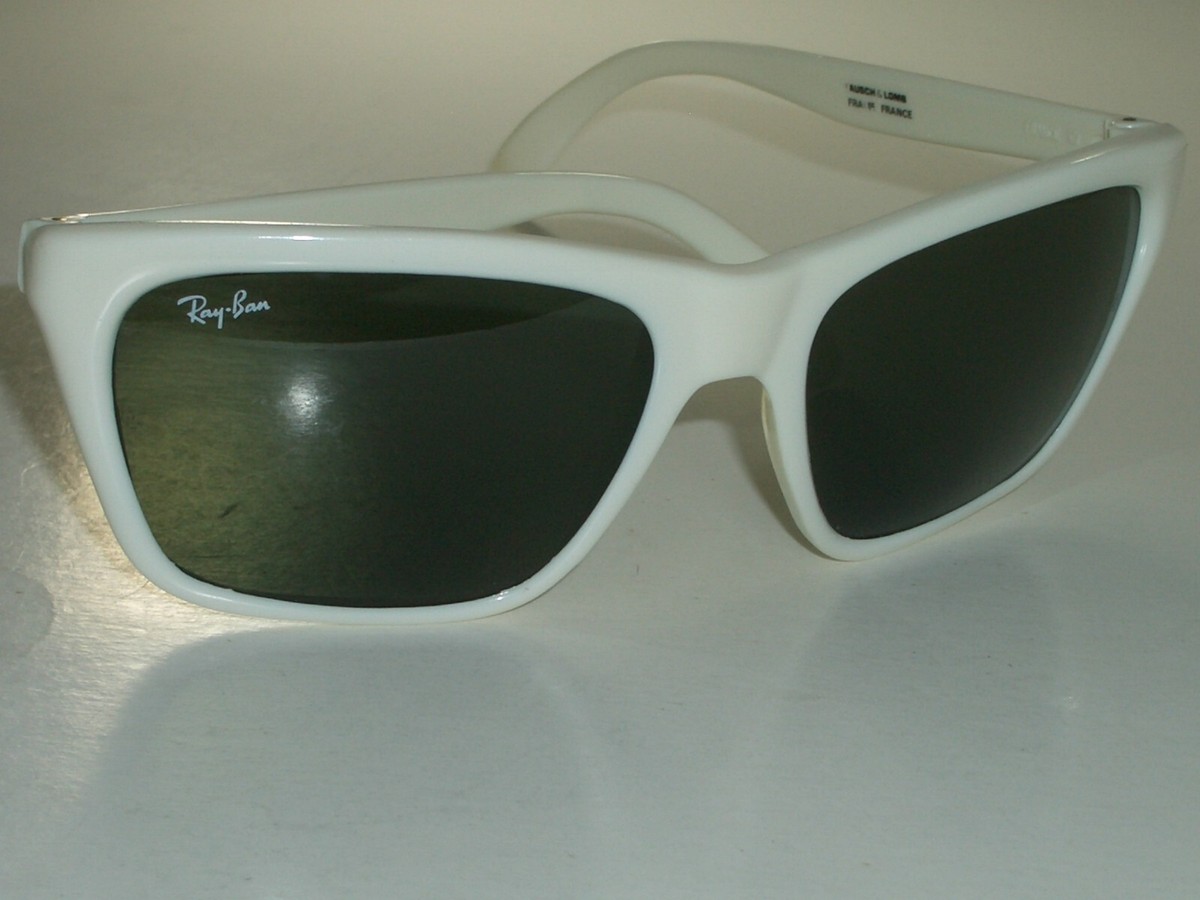 56mm VINTAGE B&L RAY-BAN FRANCE WHITE G15 CRYSTAL CATS 3000 SKI
