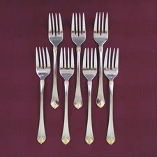 Towle Santa Barbara Gold set 7 salad forks stainless steel flatware silverware
