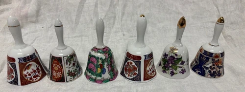 Vintage Imari Porcelain Bells made in Japan lot of 6
