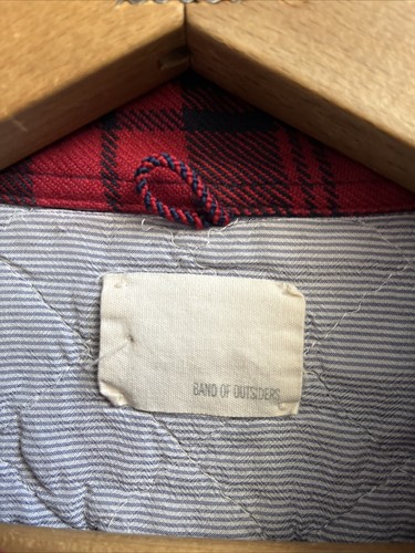 Band Of Outsiders Men's Shirt Jacket, Sz Medium Slim, Navy/Blue Plaid Flannel US - Picture 7 of 10