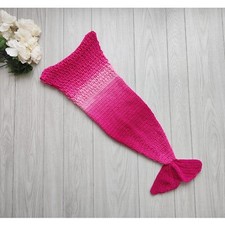 Hand Crochet Pink Mermaid Tail Blanket Snuggle Foot-warmer Child Kids 3'