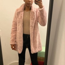 Justfab Pink Faux Fur Fluffy Winter Jacket Uk 6