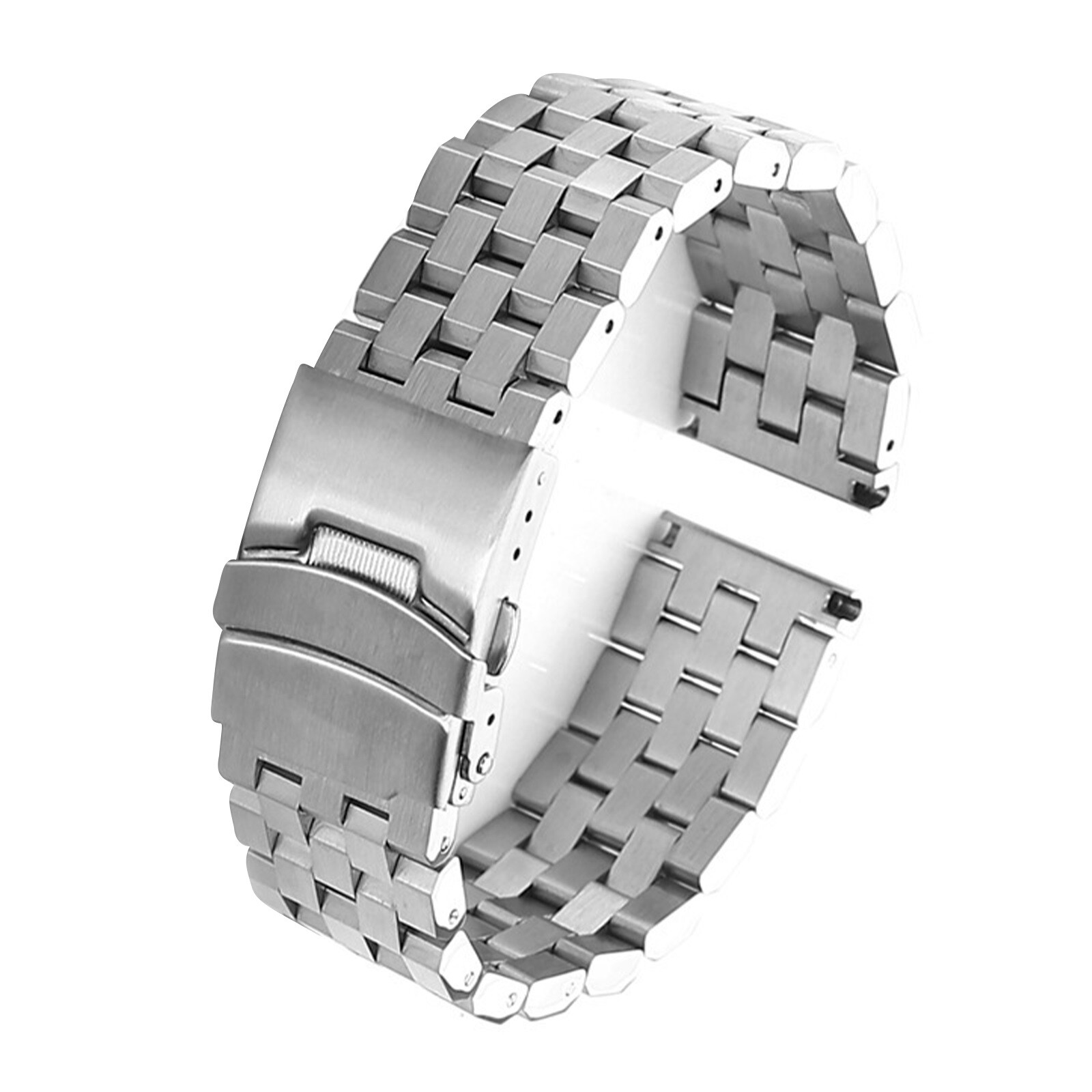 Silver 22mm Width Watch Band Strap Bracelet Link Solid Watchband Replacement-