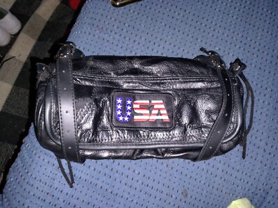 Diamond Plate Motorcycle Tool Bag Buffalo Leather USA Logo
