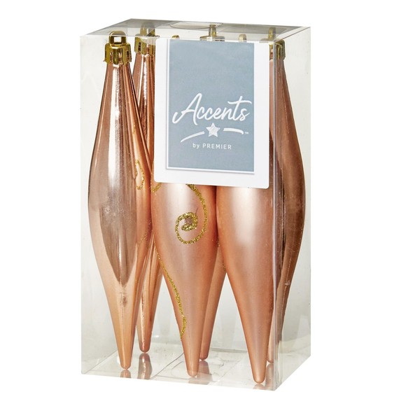 Premier Decorations Weihnachts-Deko-HäNger Kegel 6Er Set 150Mm Rose Gold-image
