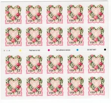 1999 33 cent Love Heart complete booklet of 20 Scott #3274a, Mint NH
