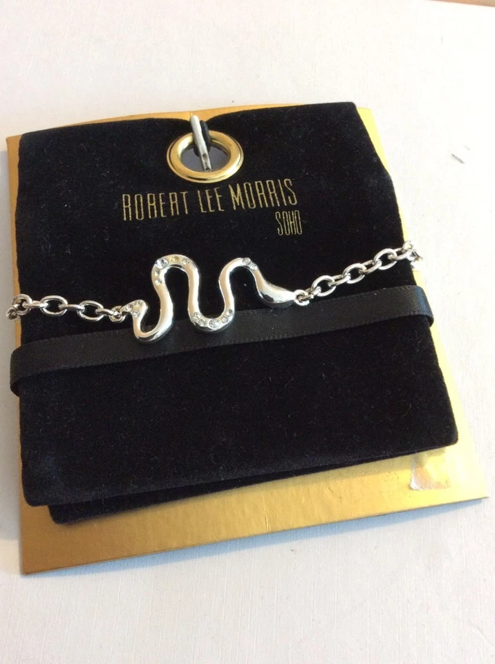 Robert Lee Morris silver tone SOHO Snake Crystal Accent Open Bracelet $35 O10 - Image 2 of 3
