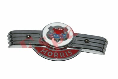 Reproduced Rare to Find Plastic Chrome Plated Morris Minor Bonnet Badge ECs