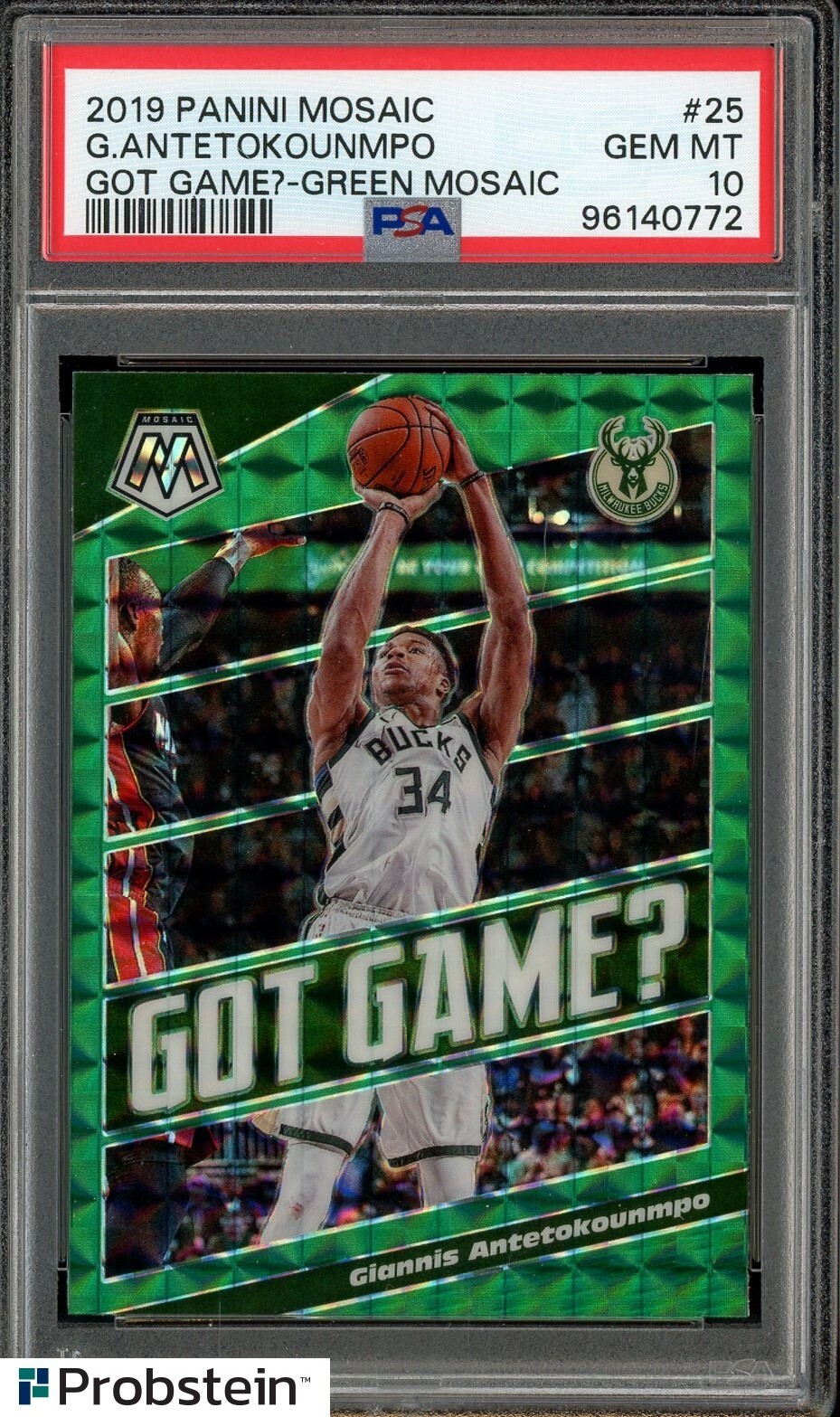 2019 Panini Green Mosaic Prizm Got Game? 25 Giannis Antetokounmpo