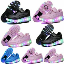 Boys Girls LED Wheel Trainers Skates Shoes Kids Flash Roller Skate Sneakers Size