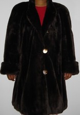 Revillon Brown Sheared Beaver 76" Swing Fur Coat Size 16-18 Free Shipping
