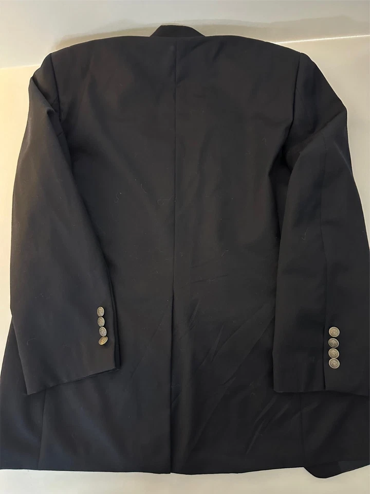 IZOD 海军蓝羊毛西装外套 2 纽扣男式 38R — 第 2/4 张图片