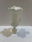 Fenton Hobnail White/ Green Tint Milkglass  Tall Hankerchief Vase- 11.5"- Mint!