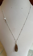 A Peruvian Opal Pendant on an 18” 925 Silver Round Bead Cable Chain