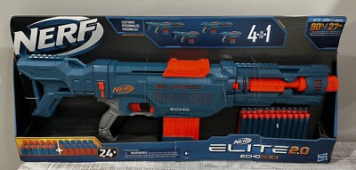 NERF Elite 2.0 Echo CS-10 Blaster - 24 Official Darts, 10-Dart Clip,  NIB