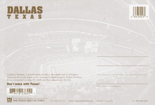 Arlington Texas Dallas Cowboys Football Stadium 5x7 Jumbo Postcard - Picture 2 of 2