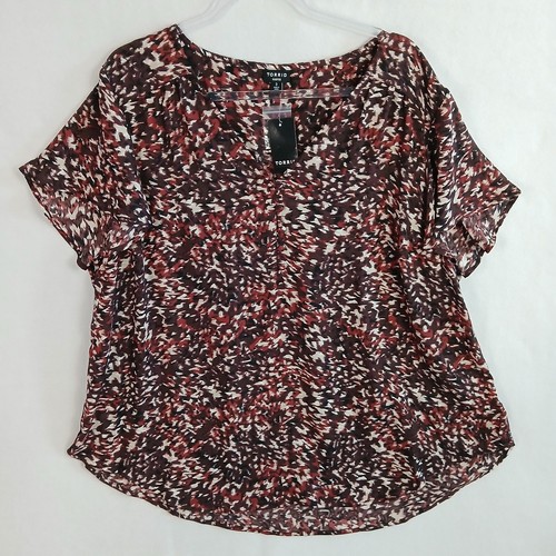 Torrid Women's Harper Short Sleeve Blouse Size 3X Abstract Brushstroke Print NWT - Picture 8 of 14