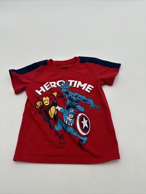 Marvel Hero Time T-Shirt Youth Boy 2T Graphic Print Logo Red..#22958