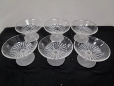 Three Faces (6) Desert Dishes With Frosted Stem By Duncan Miller -Unusual Items 