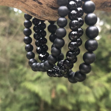 Bracciale in ONICE Nero Pietre Naturali perle Uomo e Donna braccialetto elastico