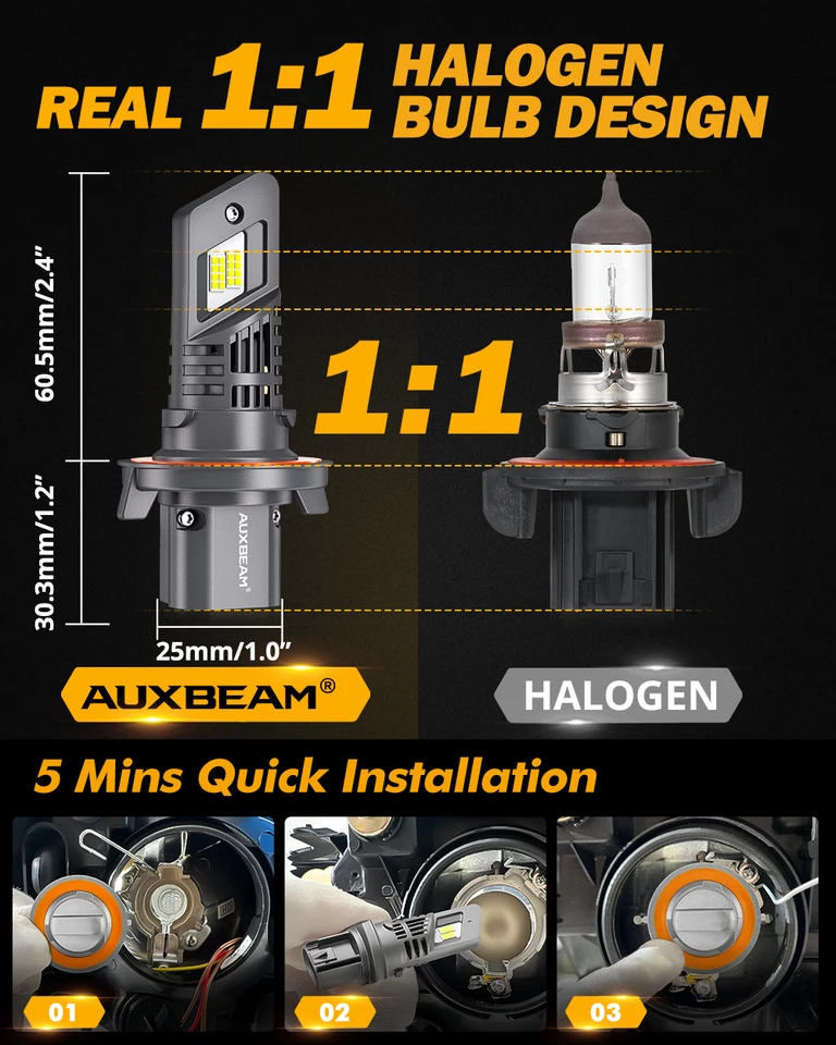 Faro LED alto bajo 6000 k para Jeep Renegade 2015-2023 AUXBEAM Canbus H13 9008 Foto 4 de 4