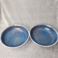 Pair of Coastal Collection Blue Melamine Rustic Serving Bowls Home Decor Picnic