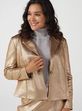 Kim & Co Metallic Croco Pleather Jacket. Antique Gold. Size Medium. Bnwt Rrp £60