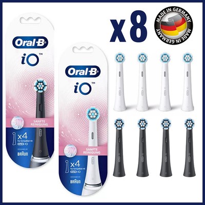 Oral-B iO Ersatzbürsten Sanfte Reinigung Aufsteckbürsten 4/8 Stück Schwarz/Weiß