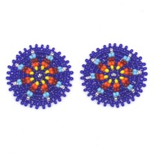 Handmade beaded 2x1.2 inch deep Blue rosette
