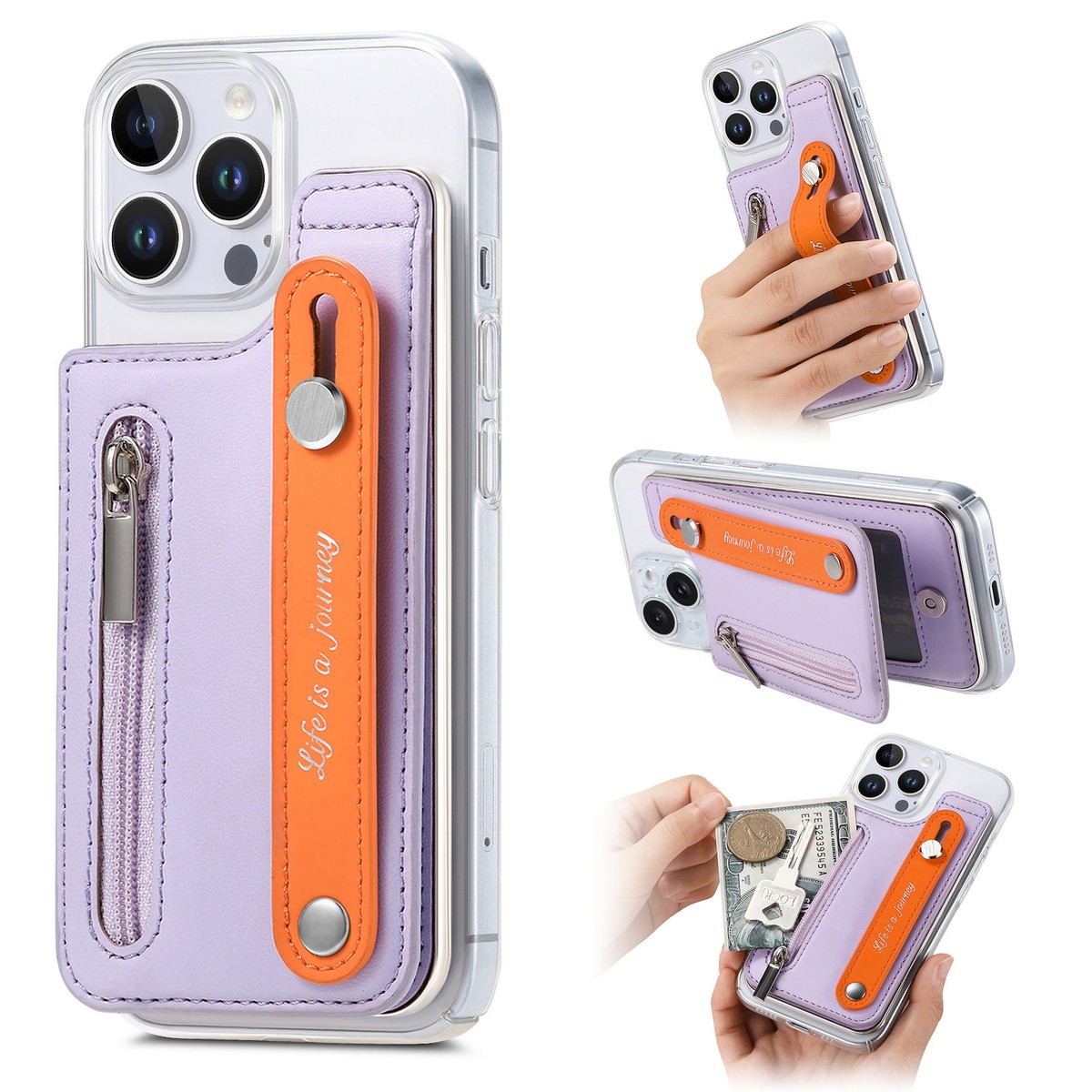 Slim Stand Credit Card Slot Hand Strap Wallet Case for iPhone 16 16 Pro Max 15 Slim Stand Credit Card Slot Hand Strap Wallet Case for iPhone 16 16 Pro Max 15