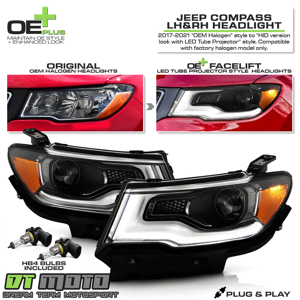 For 20172021 Jeep Compass Halogen Upgrade LED Tube Projector