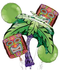 Kiwi Tiki Time Balloon Bouquet Luau Hawaiian Summer Beach Party Decoration ~ 5pc