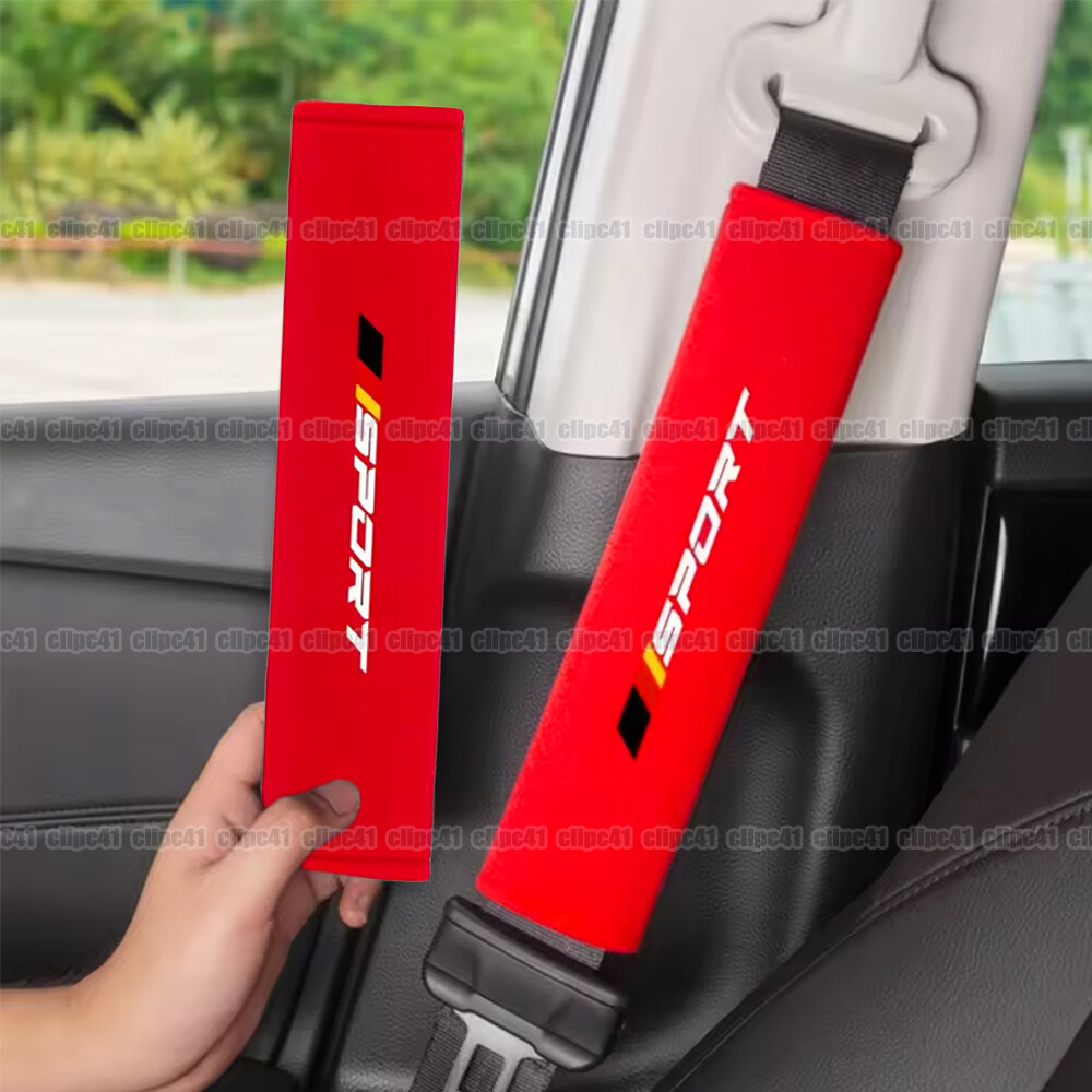 2Pcs Red Sport Car Seat Belt Shoulder Pad Cushion Protector Accessories
