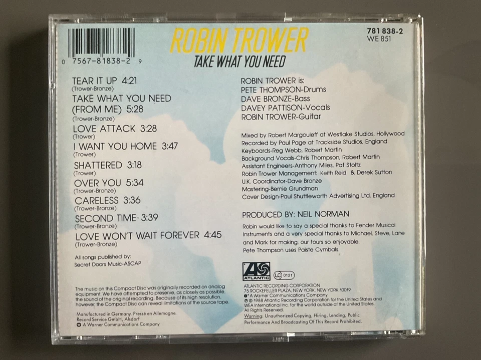 Robin Trower – Take What You Need | CD | sehr guter Zustand - Bild 2 von 3