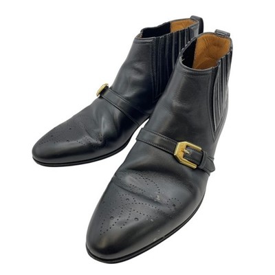 Gucci Men's Side Gore Ankle Short Boots Eu43 US9.5 Uk9 Black Leather Logo