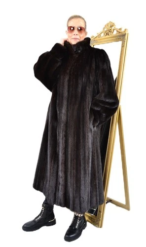 US5608 REAL MINK FUR COAT RANCH MINK JACKET FEMALE SKINS SIZE 2XL - NERZMANTEL