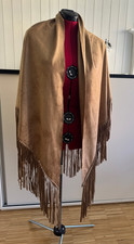 Poncho Cape Kunst Wildleder Überwurf Stola Camel Gr  S - XL one size