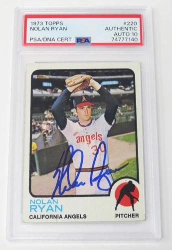 Nolan Ryan ANGELS RANGERS HOF Signed Autograph 1973 Topps Card # 220 PSA 10 Auto