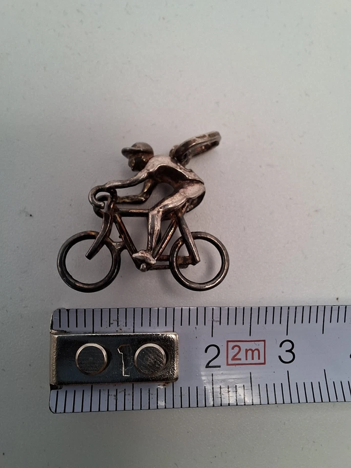 Ciondolo Argento 925 "CICLISTA" 4 Gr. *Ar120* Bicicletta Corsa Bike  - Immagine 4 di 4