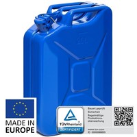 Bw® Kraftstoffkanister Metall Benzinkanister 20 Liter - Blau - RAL 5005