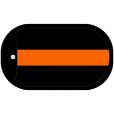 Orange Thin Line Novelty Dog Tag Necklace 2" x 1"