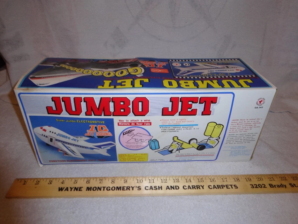 LUCES INTERMITENTES JUMBO JET 747 DE COLECCIÓN A BATERÍA 16" 1988 NUEVO AVIÓN NOS Foto 2 de 4