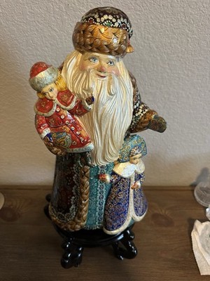 Hand Painted Russian Santa Figurine St. Petersburg 2001 Christmas