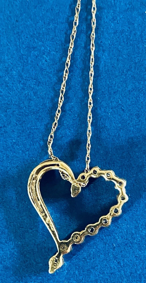 COLLAR CORAZÓN COLGANTE DIAMANTE ORO BLANCO 10K 0,5 QUILATES 1/4 CTW CADENA 18" Foto 4 de 4