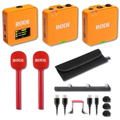 Rode Wireless GO (Gen 3) Wireless Mic System (Orange) with 2x Red Interview GO