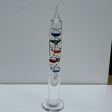 Galileo Thermometer 12” with 5 Glass Vessels Liquid Thermometer