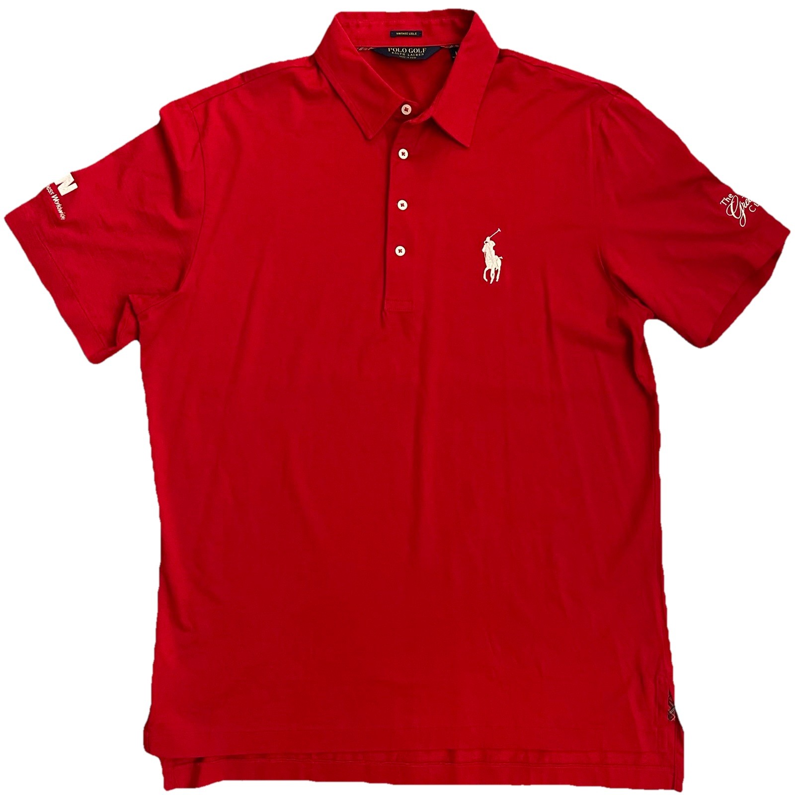 Ralph Lauren Polo Golf Shirt Mens L VTG Lisle Red Big Pony Performance Casual