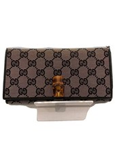 GUCCI Long Wallet BLK Allover Women s Bamboo Canvas