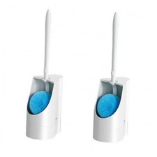 Toilet Brush 2 Pack with Holder Set, Long Handle Toilet Bowl Cleaner White